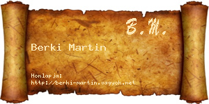 Berki Martin névjegykártya